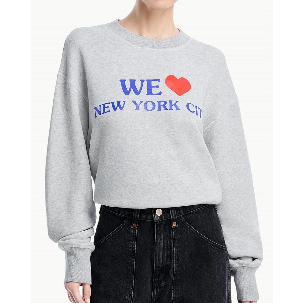 NEW RAG & BONE we heart nyc long sleeve sweatshirt in heather grey